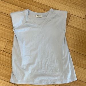 Light blue Artizia V neck padded shoulder t shirt. size: M